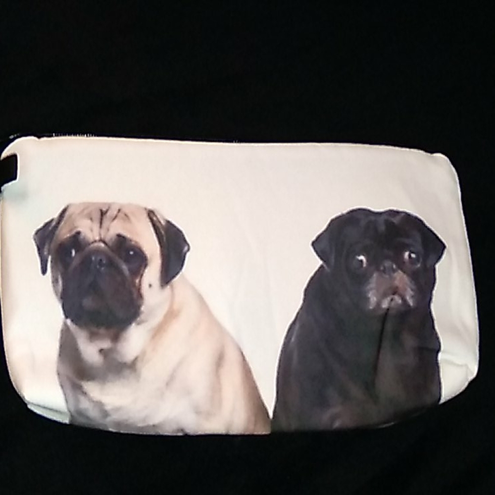 NEW- Cosmetic bag- Pugs- Black Pug